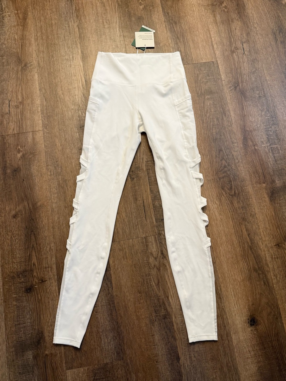 HALARA High-Waist White Women’s Full Length Leggings with Side Mesh Detail